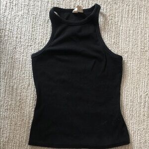 Sezane Black Ribbed Tank Top